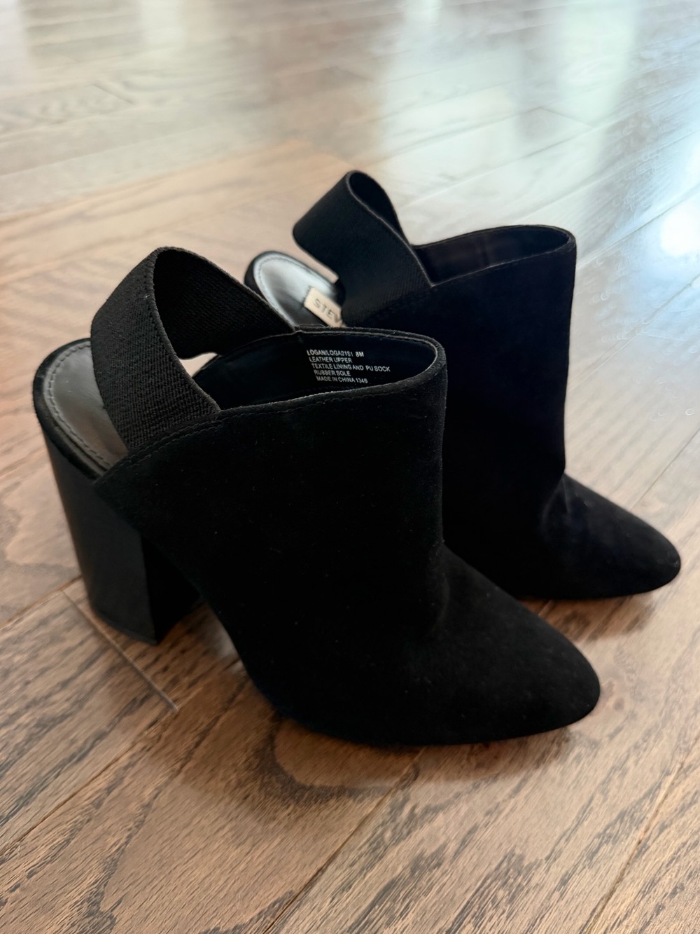 Steve Madden black suede heeled mules